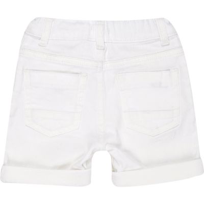 Mini boys white denim skinny shorts